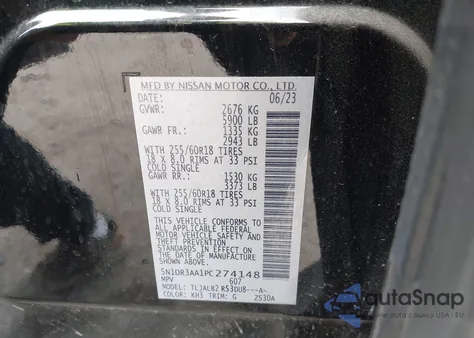 2023 Nissan Pathfinder S Fwd z USA, uszkodzony, nr VIN 5N1DR3AA1PC274148